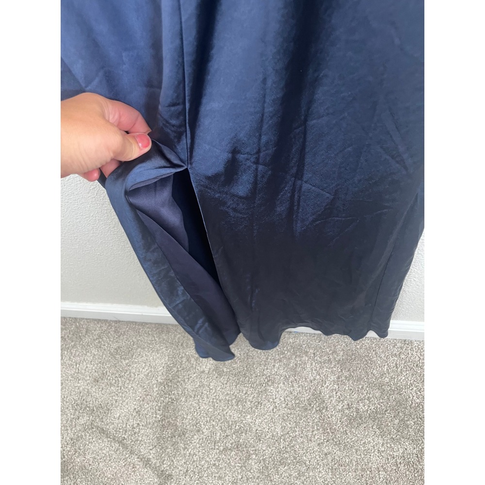 NWT Lulus Love in Your Life Satin Halter Maxi Dress Navy Blue Small - Picture 7 of 11